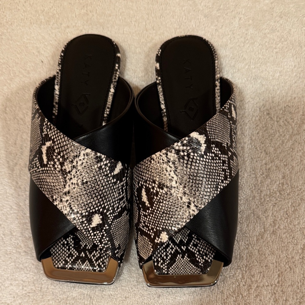 Katy Perry Collections Black and Snake Pattern Mules